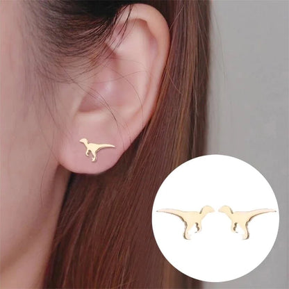 1 Pair Minimalist Dinosaur Plating 304 Stainless Steel 18K Gold Plated Ear Studs
