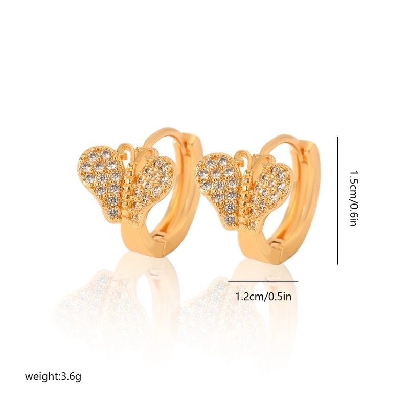 1 Pair Minimalist Solid Color Copper Zircon Earrings