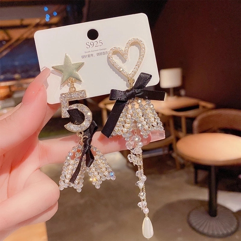 Fashion Flower Butterfly Bow Knot Copper Inlay Artificial Pearls Zircon Drop Earrings 1 Pair