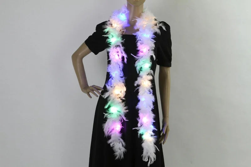 Christmas LED Feather Pendant Christmas Tree Decoration Glowing Feather Strip Holiday Party Decoration Feather Strip
