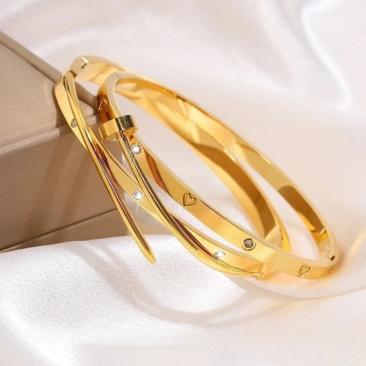 Casual Retro Classic Style Solid Color 304 Stainless Steel Bangle In Bulk