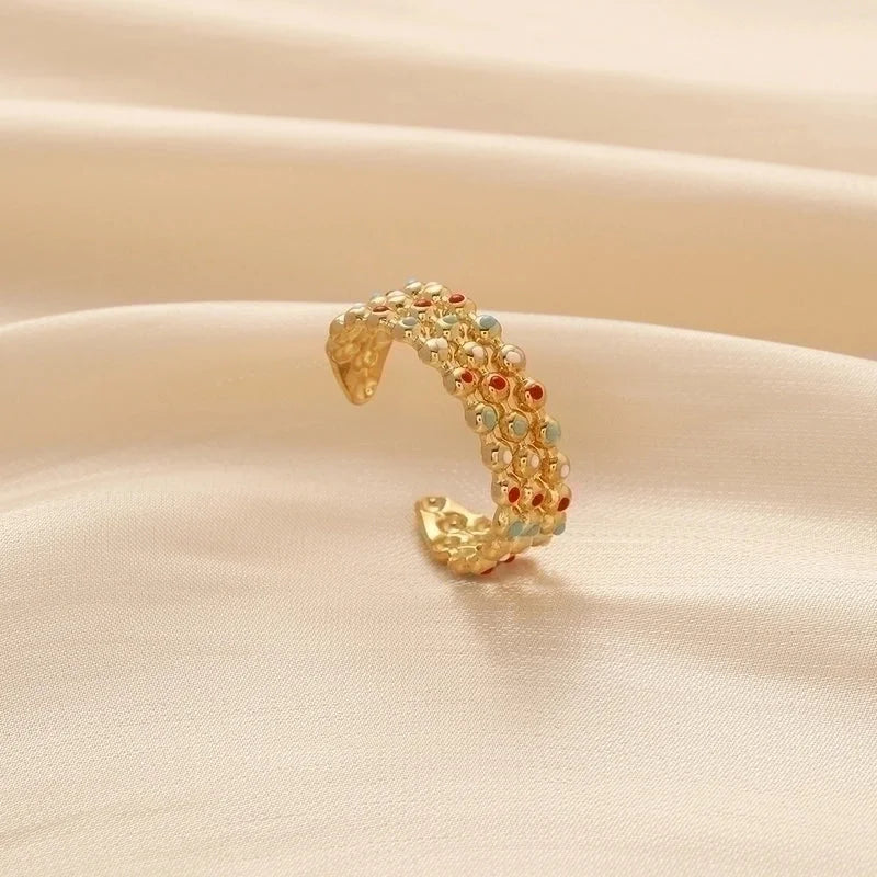 Fashion Geometric 304 Stainless Steel 18K Gold Plated Plating Open Ring