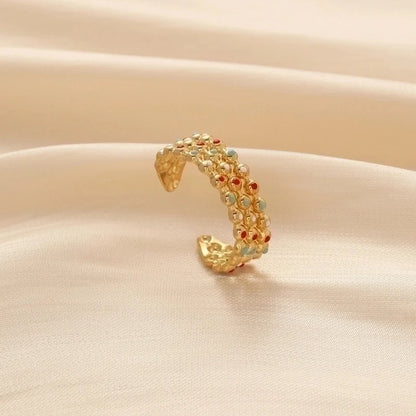 Fashion Geometric 304 Stainless Steel 18K Gold Plated Plating Open Ring