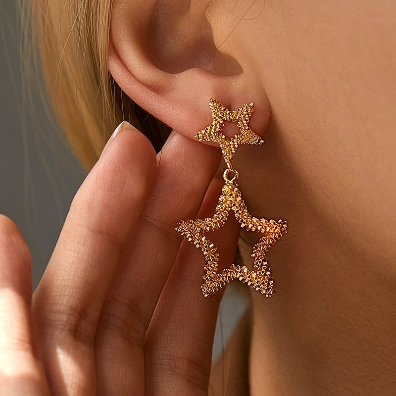 1 Piece Retro Vintage Style Modern Style Double Heart Circle Heart Shape Pleated Copper 18K Gold Plated Drop Earrings