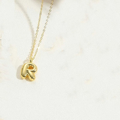 Copper 14K Gold Plated Minimalist Letter Pendant Necklace
