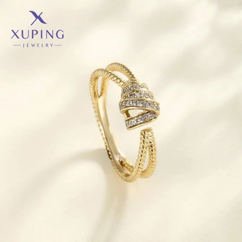 Copper 18K Gold Plated Inlay Geometric Butterfly Fish Tail Artificial Gemstones Open Rings