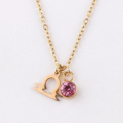 IG Style Beach Commute Constellation 304 Stainless Steel Rhinestones 18K Gold Plated Inlay Pendant Necklace