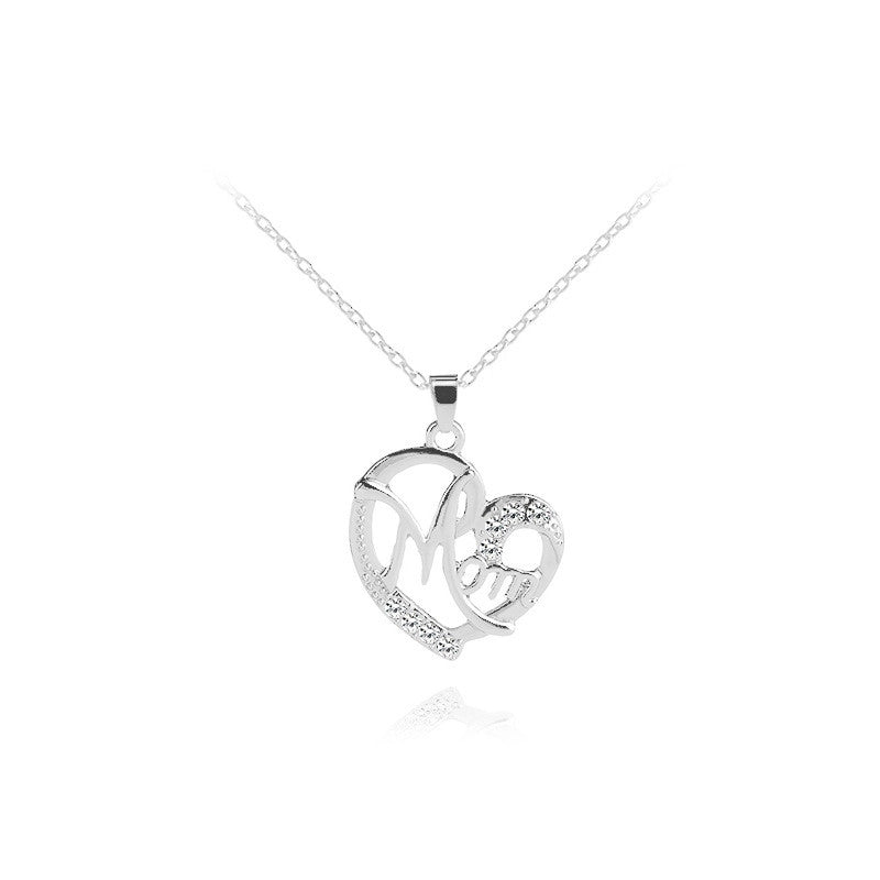 1 Piece Mama Minimalist Letter Moon Heart Shape Alloy Copper Plating Inlay Artificial Rhinestones Artificial Diamond Rose Gold Plated Gold Plated Silver Plated Pendant Necklace
