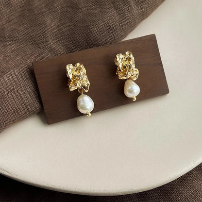 1 Pair Elegant Retro Geometric Freshwater Pearl Earrings