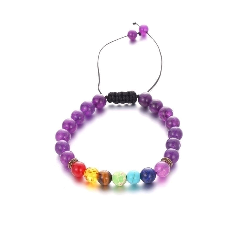 Minimalist Round Alloy Natural Stone Polyester Woven Chain Bracelets In Bulk