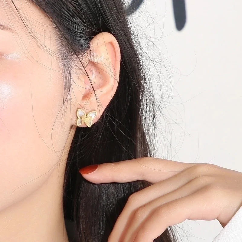 Titanium Steel 18K Gold Plated Elegant Streetwear Plating Inlay Butterfly Shell Bracelets Earrings Necklace