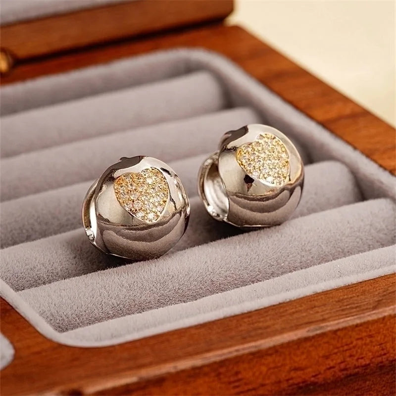 1 Pair Minimalist Commute Color Block Three-dimensional Inlay Copper Zircon Gold Plated Silver Plated Earrings