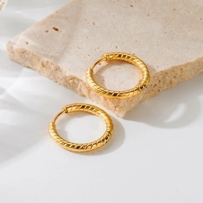 1 Pair Ig Style Basic Round Plating Stainless Steel 18k Gold Plated Earrings