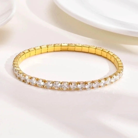 Minimalist Square 201 Stainless Steel 18K Gold Plated Zircon Stainless Steel Bracelets In Bulk