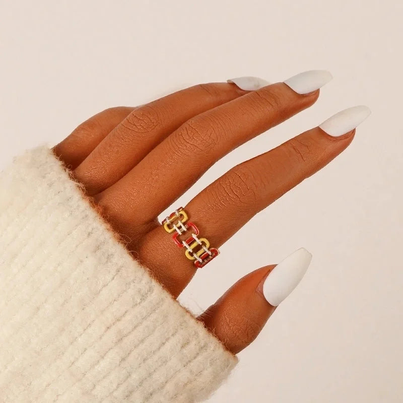 Fashion Geometric Stainless Steel 18K Gold Plated Plating Open Ring
