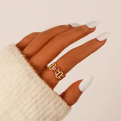 Fashion Geometric Stainless Steel 18K Gold Plated Plating Open Ring