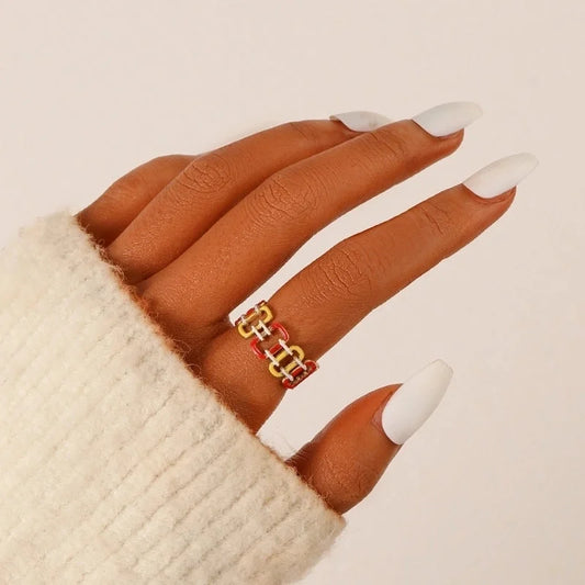 Fashion Geometric Stainless Steel 18K Gold Plated Plating Open Ring