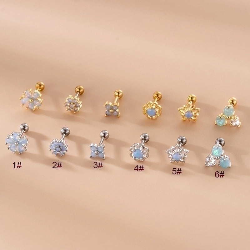 1 Piece Ear Cartilage Rings & Studs Fashion Star Flower 316L Stainless Steel Copper Inlaid Zircon