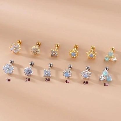 1 Piece Ear Cartilage Rings & Studs Fashion Star Flower 316L Stainless Steel Copper Inlaid Zircon