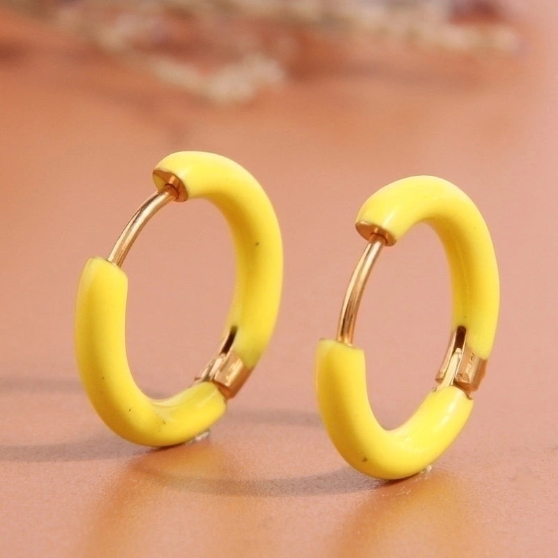 1 Pair Minimalist Triangle Circle Heart Shape Stainless Steel Hoop Earrings