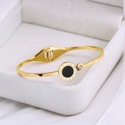 Vintage Style Minimalist Roman Numeral 304 Stainless Steel Acrylic Rhinestones 18K Gold Plated Plating Inlay Bracelets Earrings Necklace