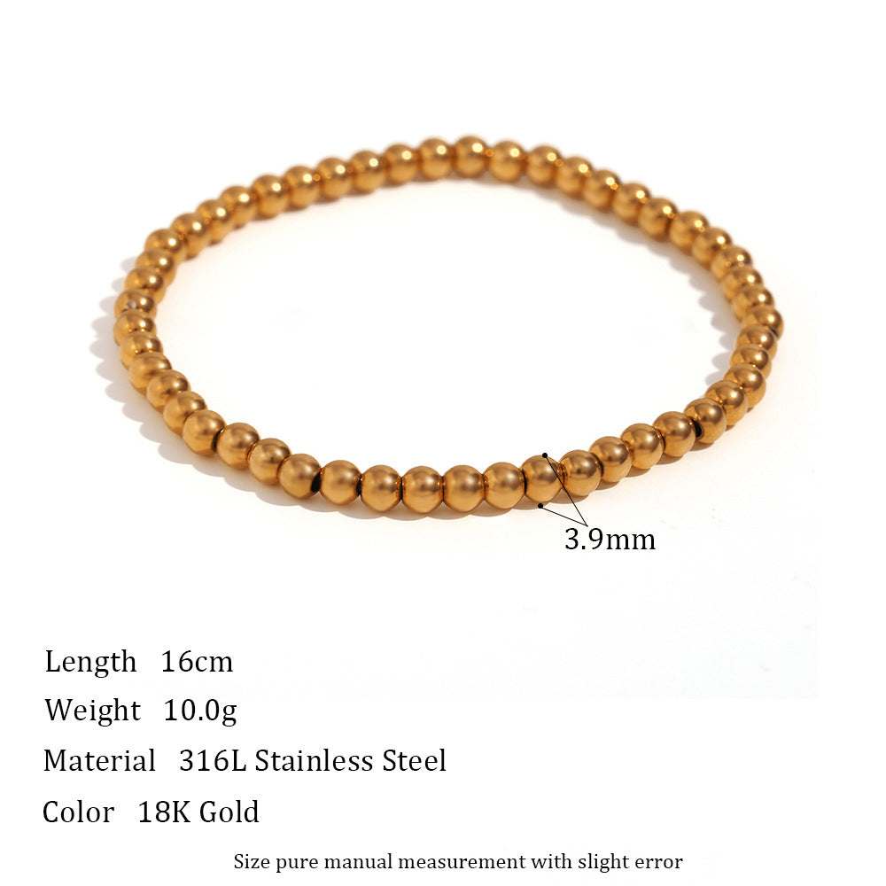 Women Fashion Round Geometric Stainless Steel 18K Gold Plated Bracelets