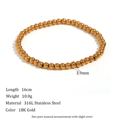 Women Fashion Round Geometric Stainless Steel 18K Gold Plated Bracelets