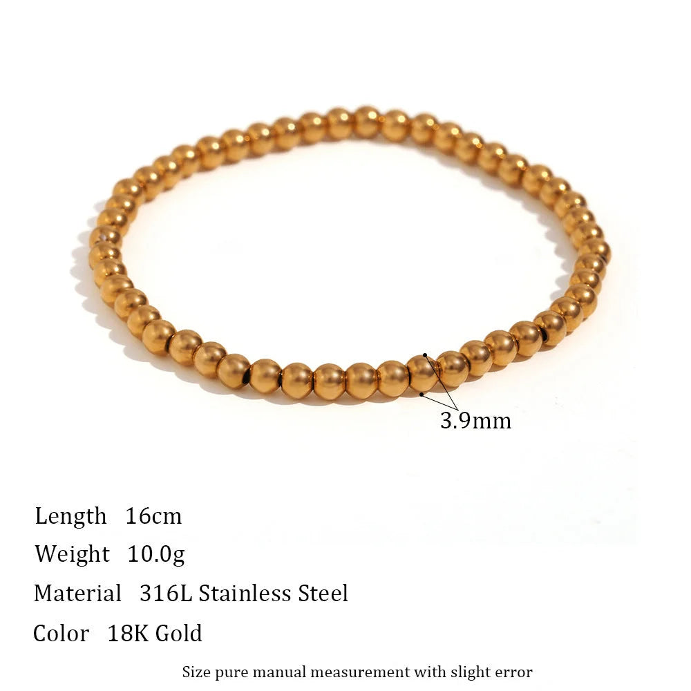 Women Fashion Round Geometric Stainless Steel 18K Gold Plated Bracelets