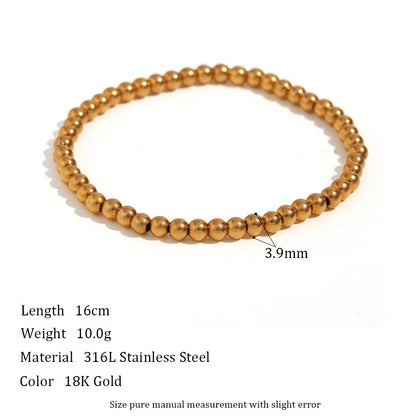 Women Fashion Round Geometric Stainless Steel 18K Gold Plated Bracelets