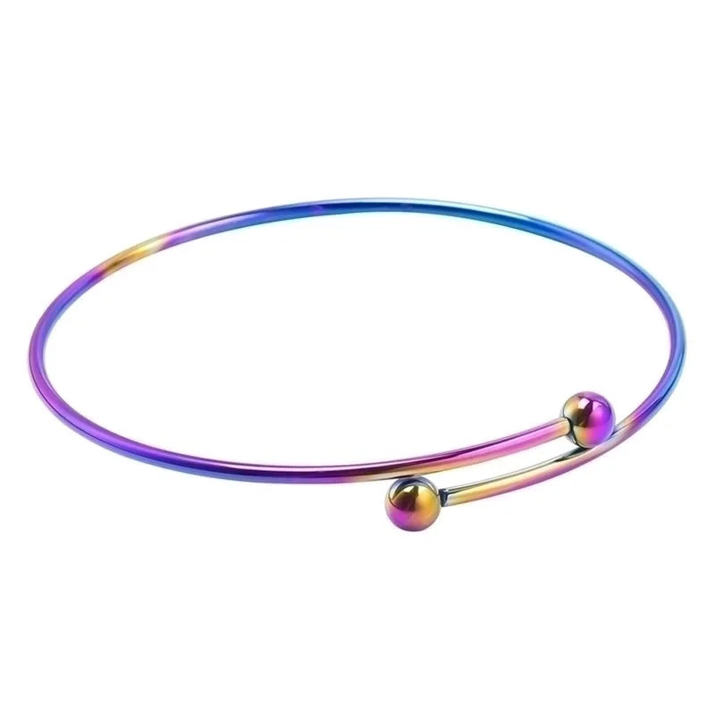 IG Style Minimalist Solid Color 304 Stainless Steel 18K Gold Plated Bangle In Bulk