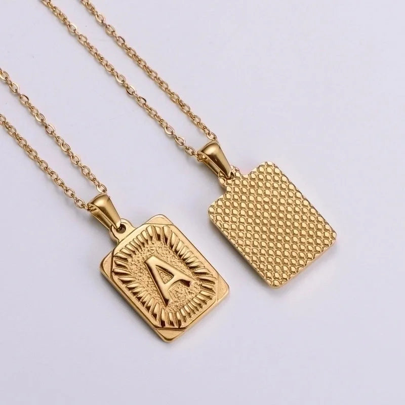 304 Stainless Steel 18K Gold Plated Minimalist Plating Letter No Inlaid Pendant Necklace