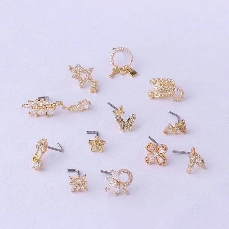 Nose Rings & Studs Fashion Geometric 316L Stainless Steel Copper Plating