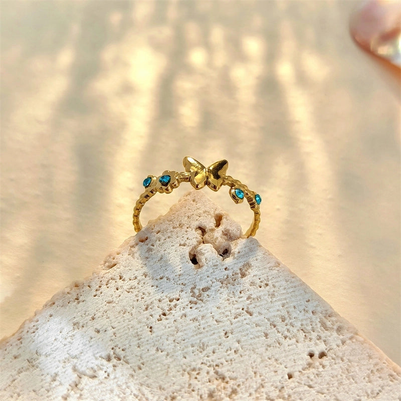 Elegant Vintage Style Geometric Butterfly 304 Stainless Steel Plating Open Rings