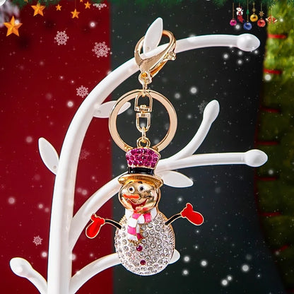 Cute Snowman Alloy Enamel Rhinestones Unisex Bag Pendant Keychain 1 Piece