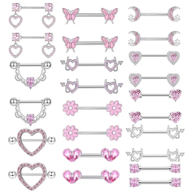 1 Pair Nipple Rings & Studs Minimalist Geometric Heart Shape 304 Stainless Steel Copper Plating Nipple Rings & Studs