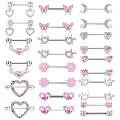 1 Pair Nipple Rings & Studs Minimalist Geometric Heart Shape 304 Stainless Steel Copper Plating Nipple Rings & Studs