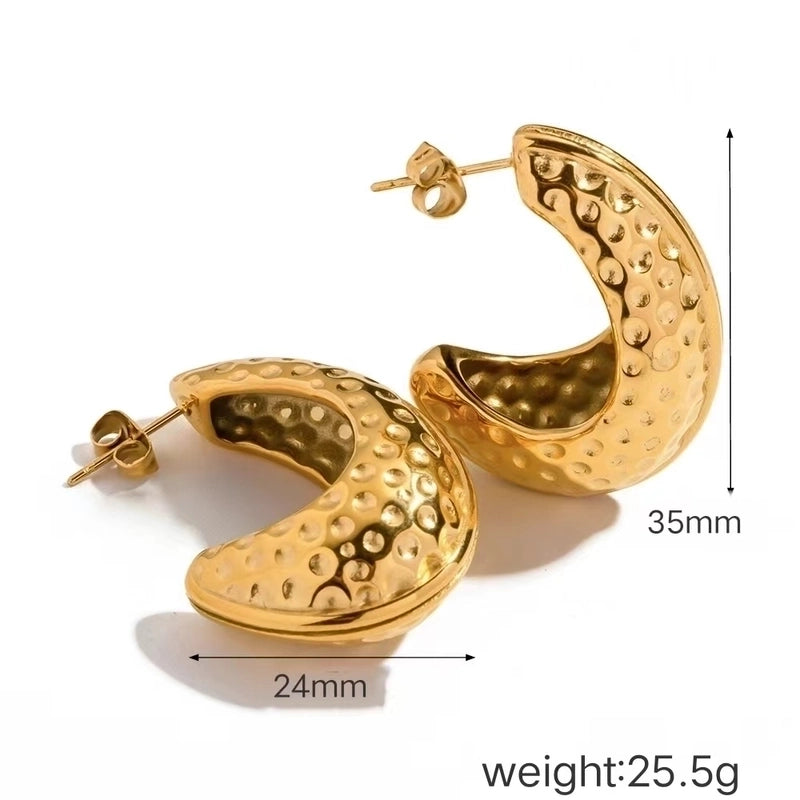 1 Pair IG Style Minimalist C Shape Water Droplets Stainless Steel 18K Gold Plated Ear Studs