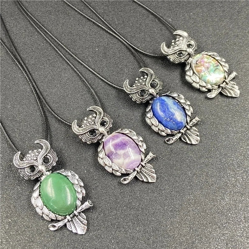 1 Piece Minimalist Owl Gem Plating Natural Stone Necklace