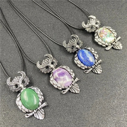 1 Piece Minimalist Owl Gem Plating Natural Stone Necklace