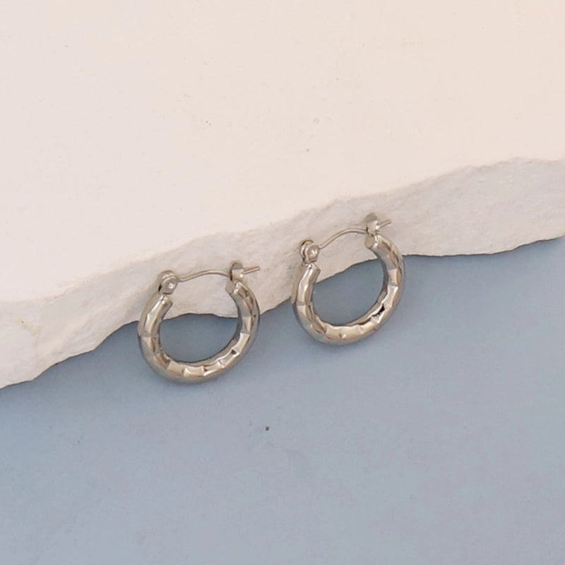 1 Pair Minimalist Round Square Heart Shape 304 Stainless Steel Earrings