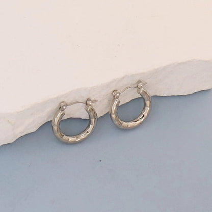 1 Pair Minimalist Round Square Heart Shape 304 Stainless Steel Earrings