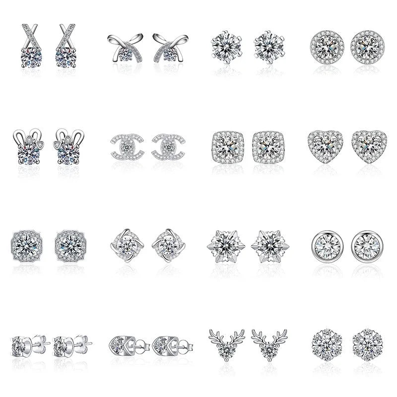 1 Pair Casual Minimalist Geometric Heart Shape Inlay Copper Zircon White Gold Plated Ear Studs