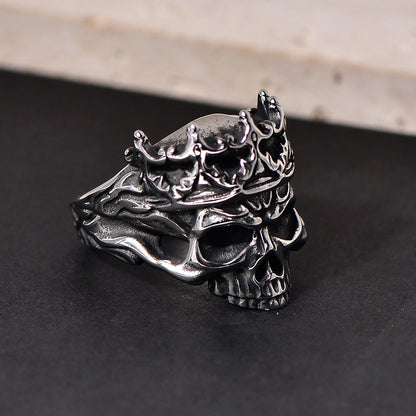 Retro Punk Skull 304 Stainless Steel Plating 18K Gold Plated Halloween Men's Rings
