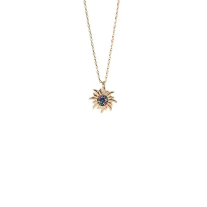 Copper Gold Plated Christmas Tree Sun Moon Zircon Pendant Necklace