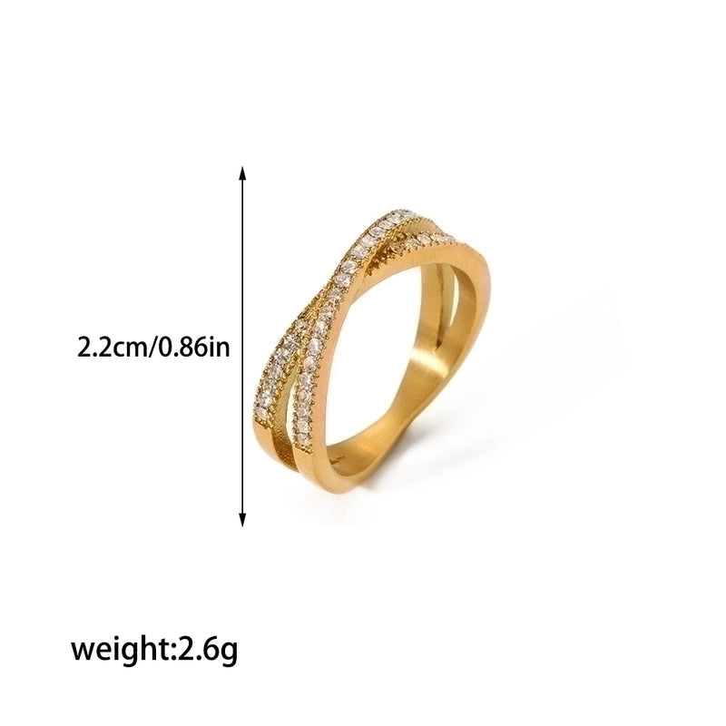 304 Stainless Steel Retro Polishing Plating Circle Zircon Rings