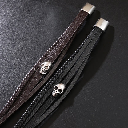 Casual Hip-Hop Skull Pu Leather Alloy Halloween Men'S Wristband