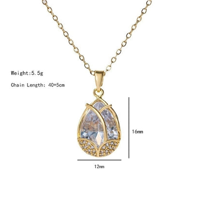 304 Stainless Steel Copper 18K Gold Plated K Gold Plated Inlay Heart Shape Wings Butterfly Zircon Pendant Necklace
