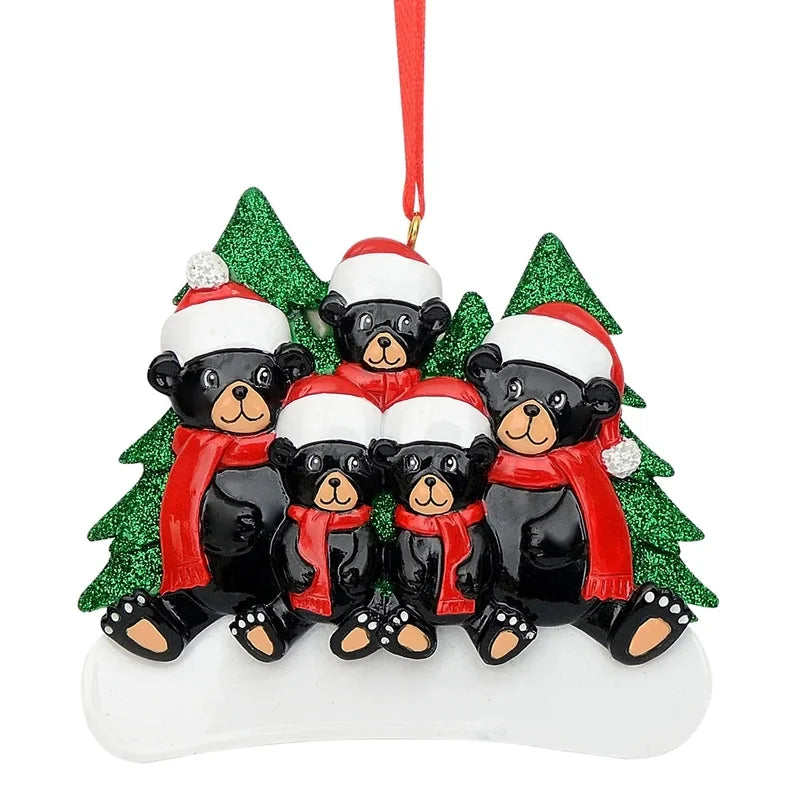 Christmas Cute Christmas Tree Bear Snowman Resin Party Hanging Ornaments
