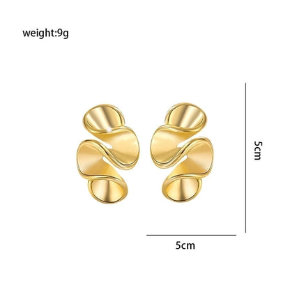 1 Pair Elegant Minimalist Printing Solid Color 304 Stainless Steel Ear Studs