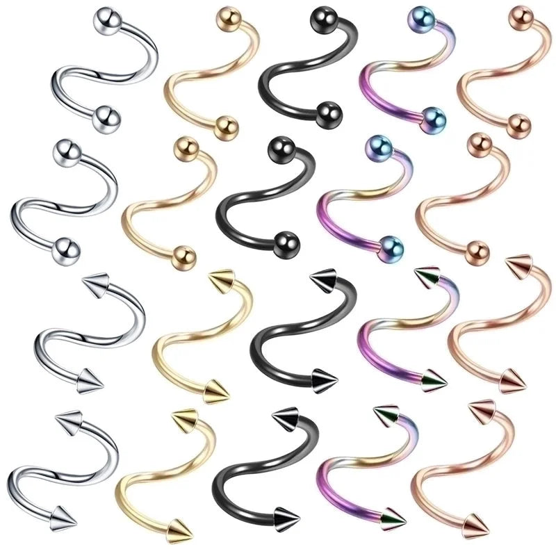 Fashion Geometric Stainless Steel Plating Lip Stud Nose Ring